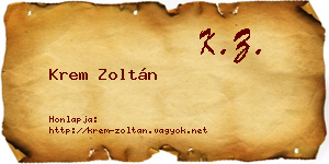 Krem Zoltán névjegykártya